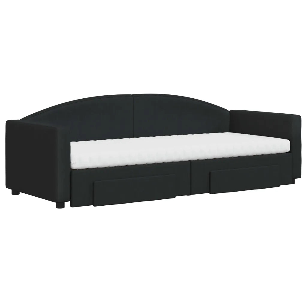 Divano Letto Estraibile con Cassetti Nero 80x200 cm in Tessuto 3197239