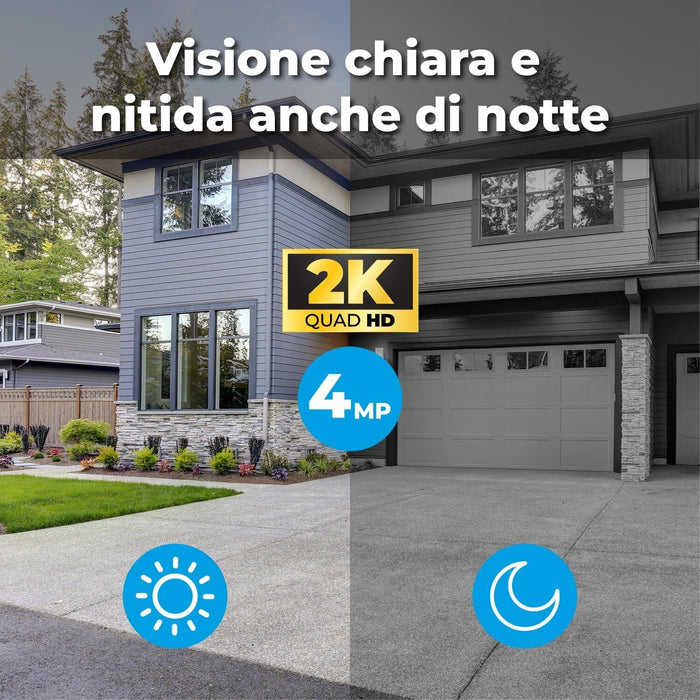 Isiwi KIT WIRELESS CONNECT AIR2 ISW-K2N8BFBTA4MP-2 GEN1 NVR 8 CANALI+ 2 TELECAMERE A BATTERIA DA 8