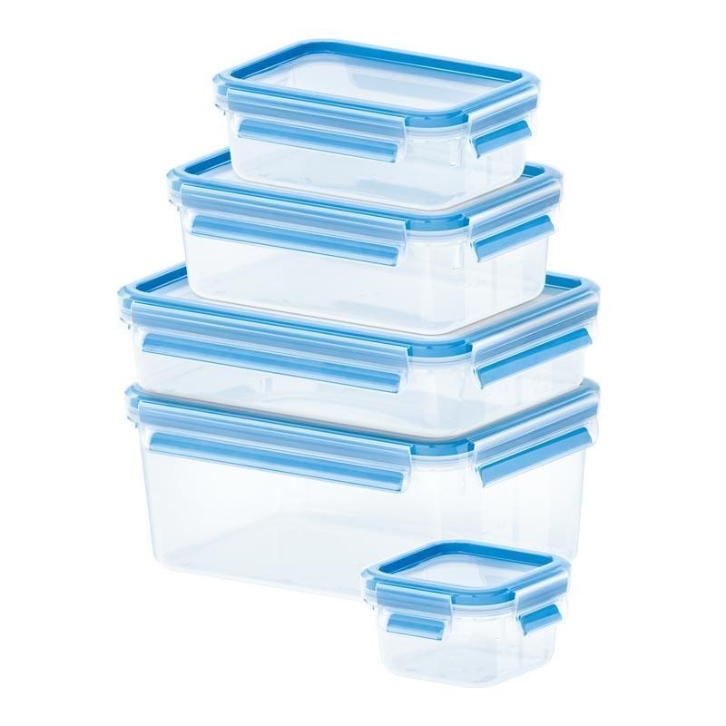 EMSA 512753 recipiente per cibo Rettangolare Scatola Blu, Translucent 5 pz