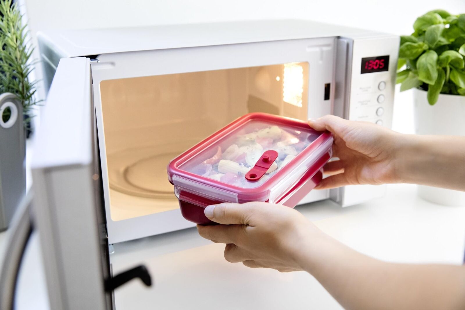 EMSA Clip & Micro Contenitore Microonde, Rosso, 1 L