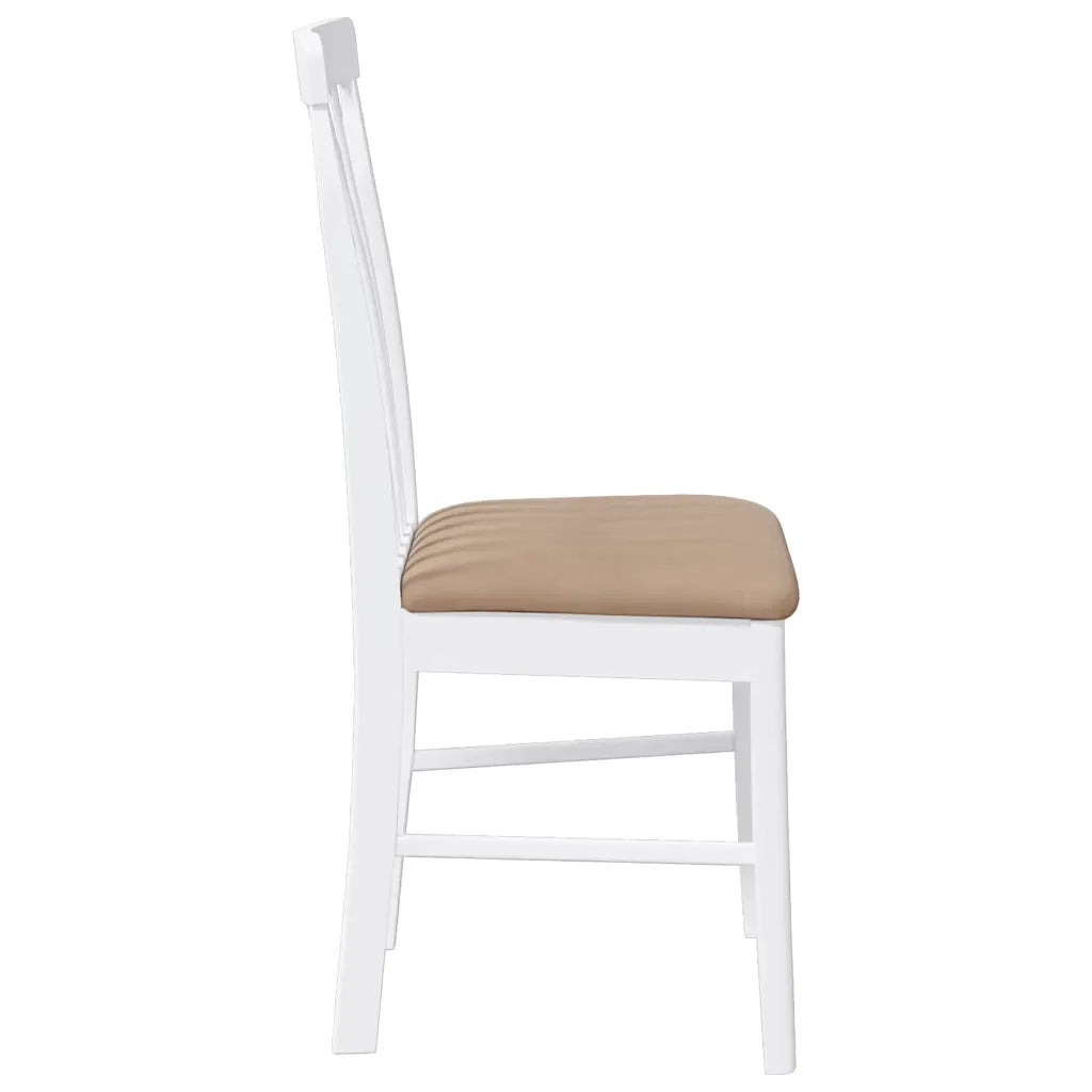 Sedie da Pranzo con Cuscini 2 pz Bianco Legno Massello di Hevea