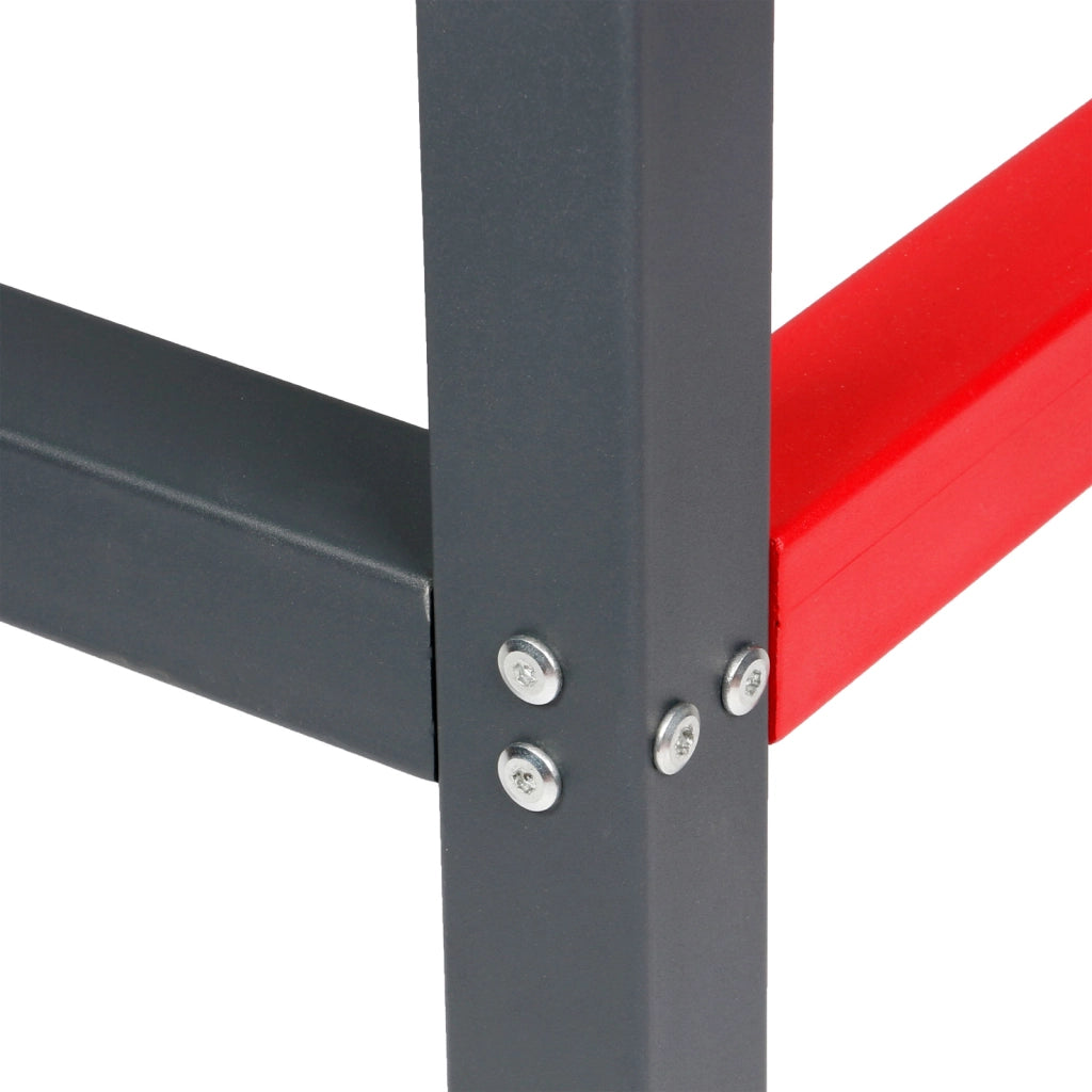 Telaio per banco da lavoro in acciaio antracite-rosso, gambe per banco da lavoro, telaio per tavolo 175 x 57 x 81 cm