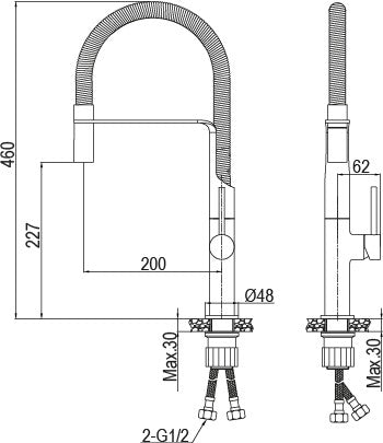 Miscelatore cucina a molla con doccia estraibile