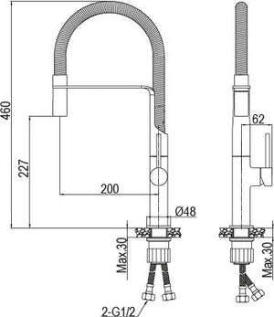 Miscelatore cucina a molla con doccia estraibile