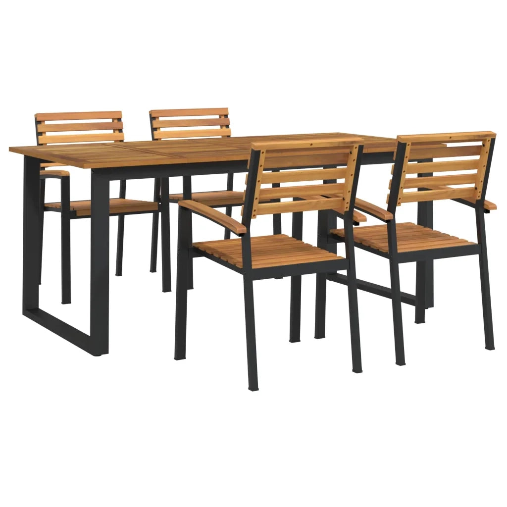 Set Pranzo da Giardino 5 pz Legno Massello di Acacia e Metallo 3155402
