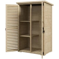 Armadio da Esterno Portaoggetti a 2 Ripiani con Picchetti, in Legno di Abete, 75x50x111/118 cm