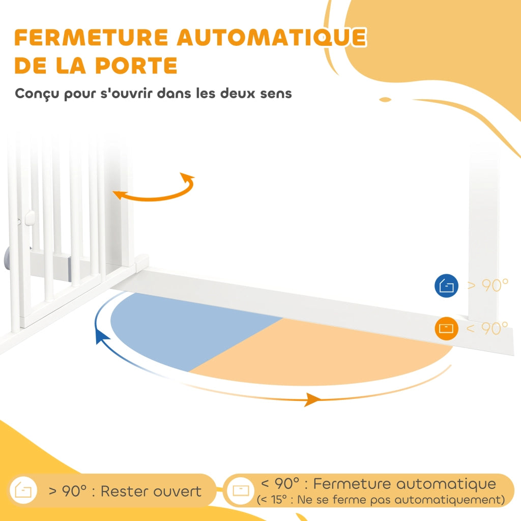 Barriera per Animali Domestici con Porta e Chiusura Automatica ¨C zephmum ¨C Bianco 104.1H cm