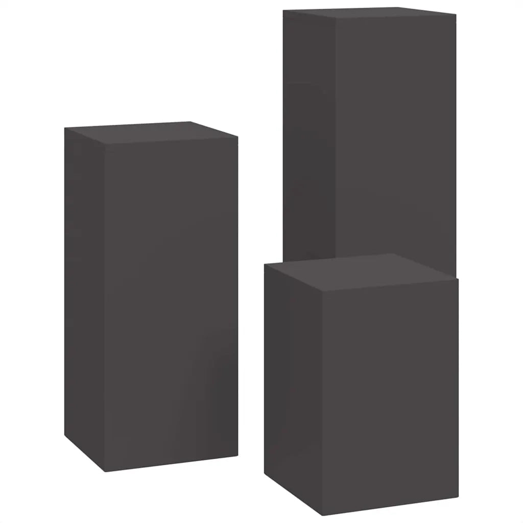 Supporto per piante 3 pcs Nero Acciaio 865827