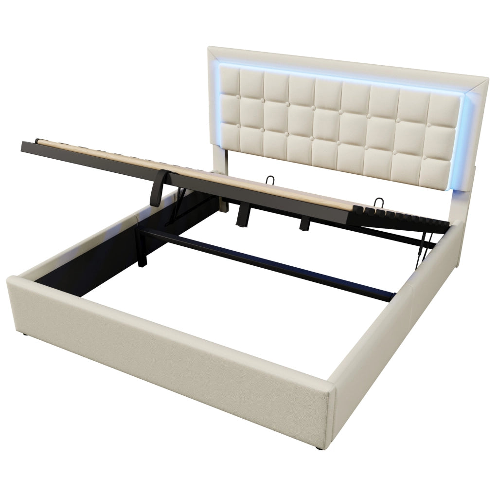Letto matrimoniale contenitore 180x200 cm con LED e rete a doghe
