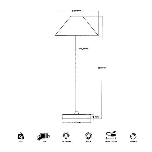 GBC Lampada da Tavolo Liberty Rame in Alluminio Ricaricabile 3W 3000k