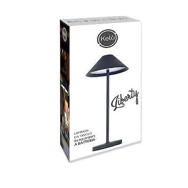 GBC Lampada da Tavolo Liberty Nera in Alluminio Ricaricabile 3W 3000k