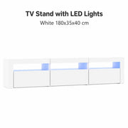 TV Cabinet With LED Lights White 180x35x40 Cm