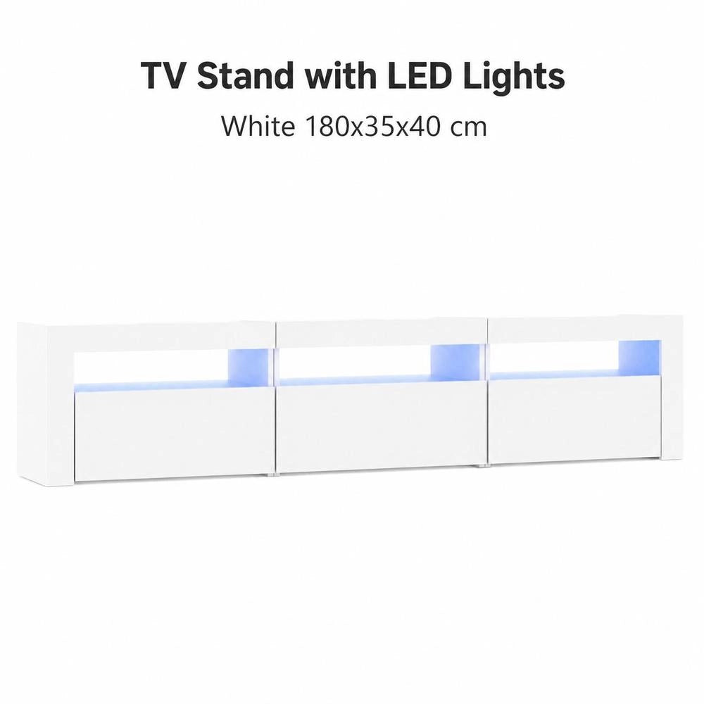 TV Cabinet With LED Lights White 180x35x40 Cm