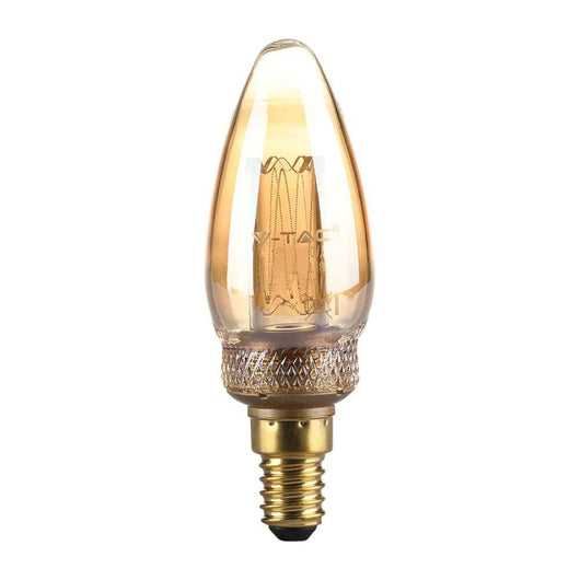 2W LED ART Filament Candela Bulbo-Amber Glass 1800K E14