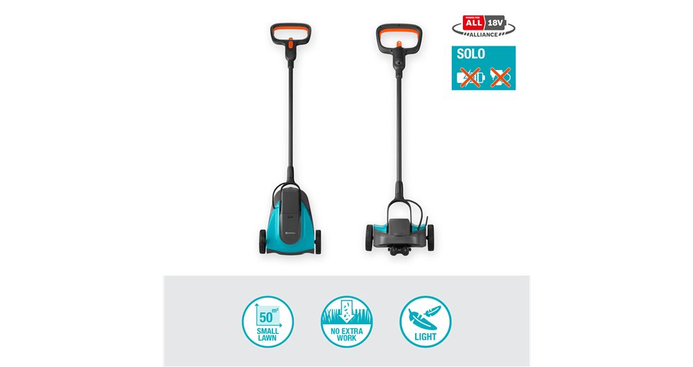 Gardena HandyMower Tagliaerba a spinta Batteria Nero, Blu, Arancione