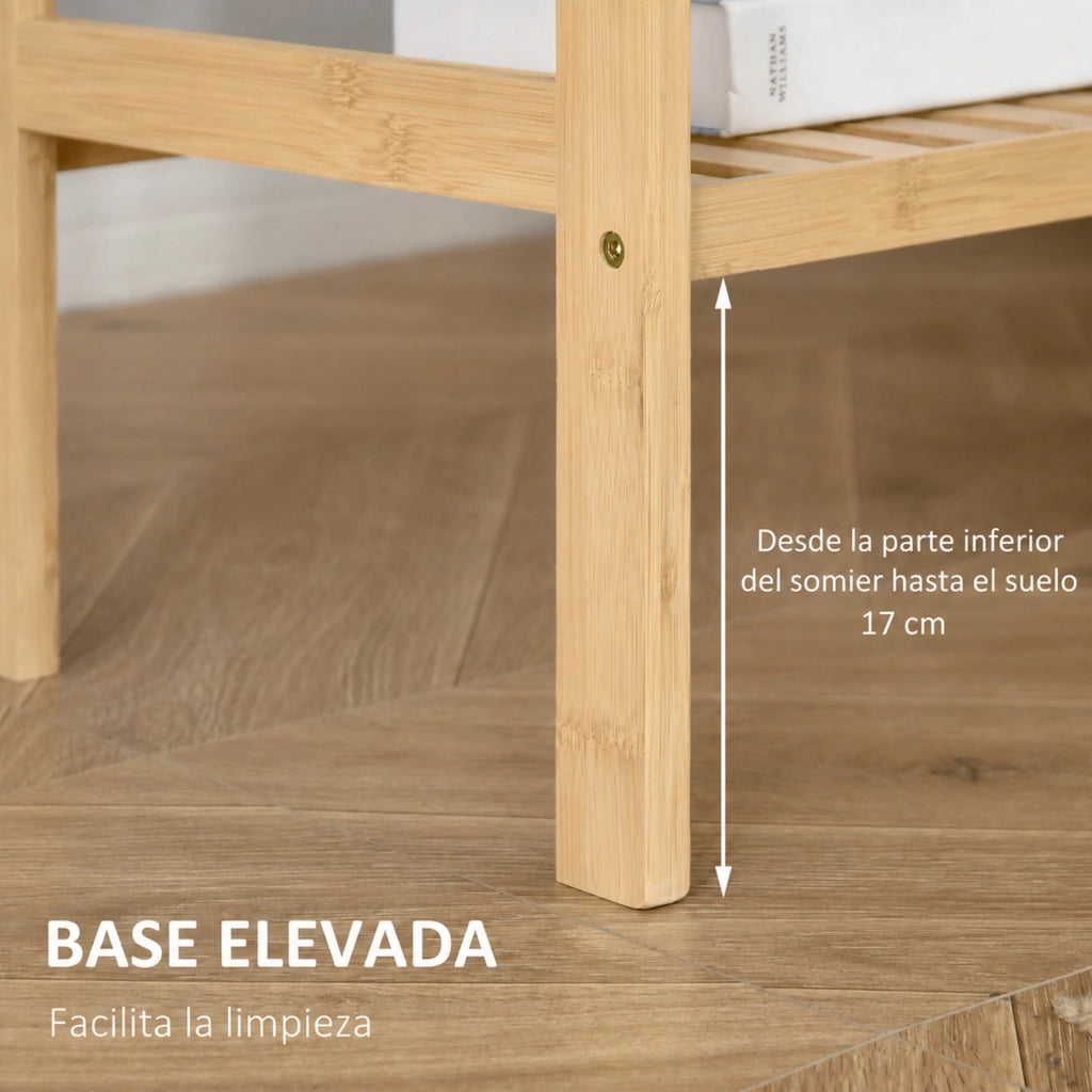 Libreria a 4 ripiani in bambù 62x33x112 cm naturale per ufficio e cucina