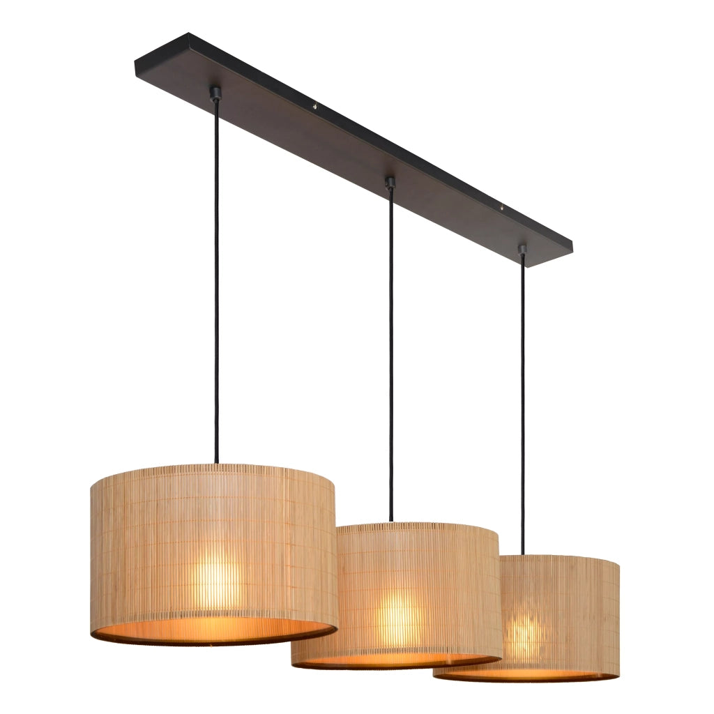 Lampada a sospensione rattan MAGIUS 3xE27 scandinava Lucide