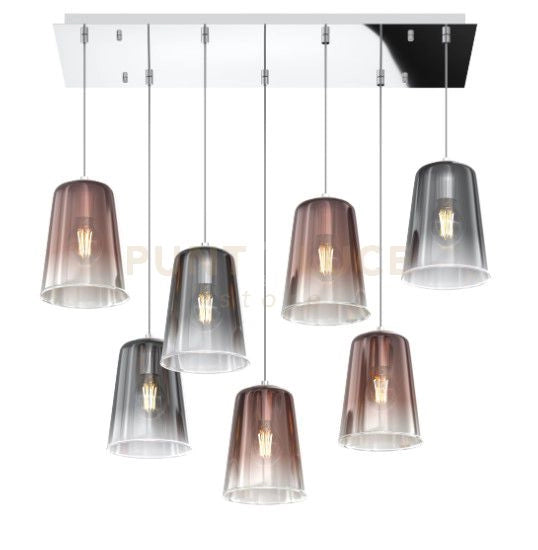 SOSPENSIONE CROMO RETTANGOLARE 7 LUCI (4 RA + 3 CR) 1164CR-S7 R-RC