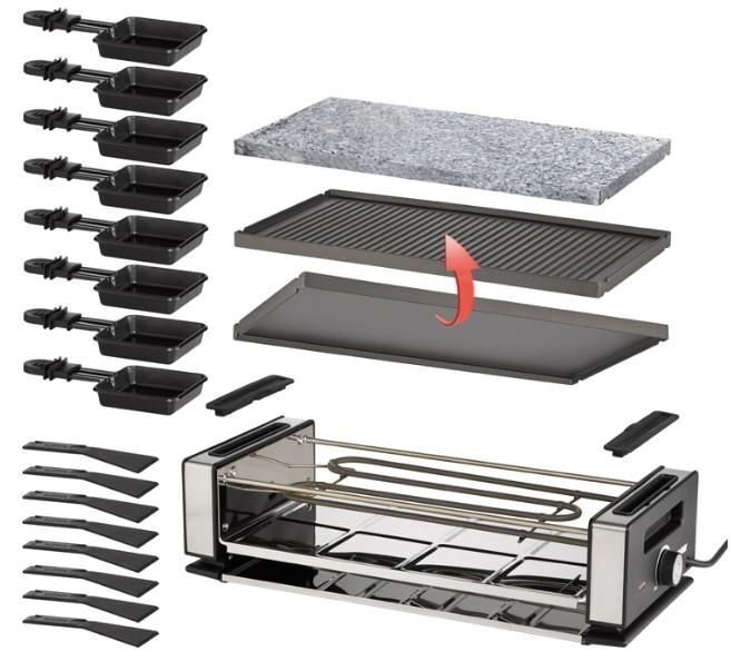 Unold 48760 griglia per raclette 8 persona(e) 1200 W Nero, Acciaio inox