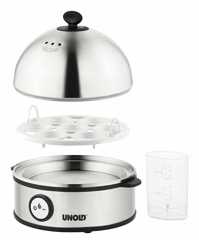Unold 38626 Pentolino per uova 7 uovo/uova 360 W Nero, Acciaio inox