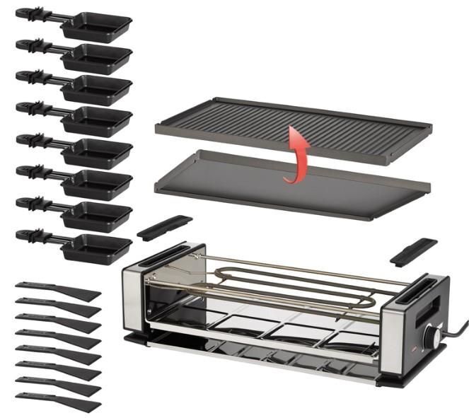 Unold 48730 griglia per raclette 8 persona(e) 1200 W Nero, Acciaio inox