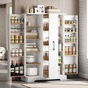 Credenza da cucina con 4 ripiani interni regolabili e vetrina portateglie, 120 × 78 × 35 cm, bianco
