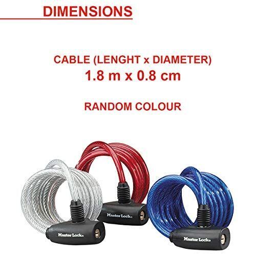 MASTER LOCK 8127EURDPRO antifurto per bicicletta Blu, Rosso, Trasparente 1800 mm