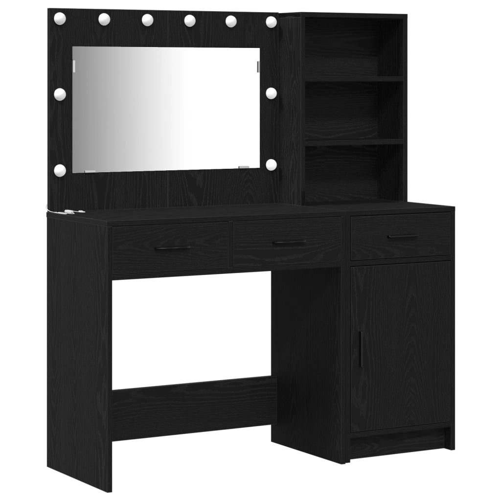 Set di 2 Pezzi per Toeletta con LED in Legno Ingegnerizzato Nero