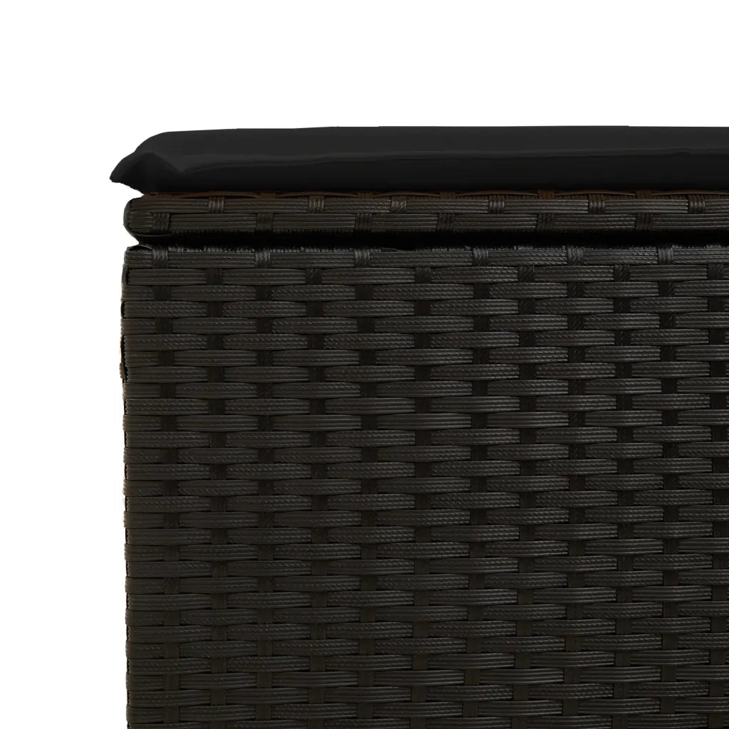 Sgabello da giardino con cuscino nero 55x55x37 cm in polyrattan 365968