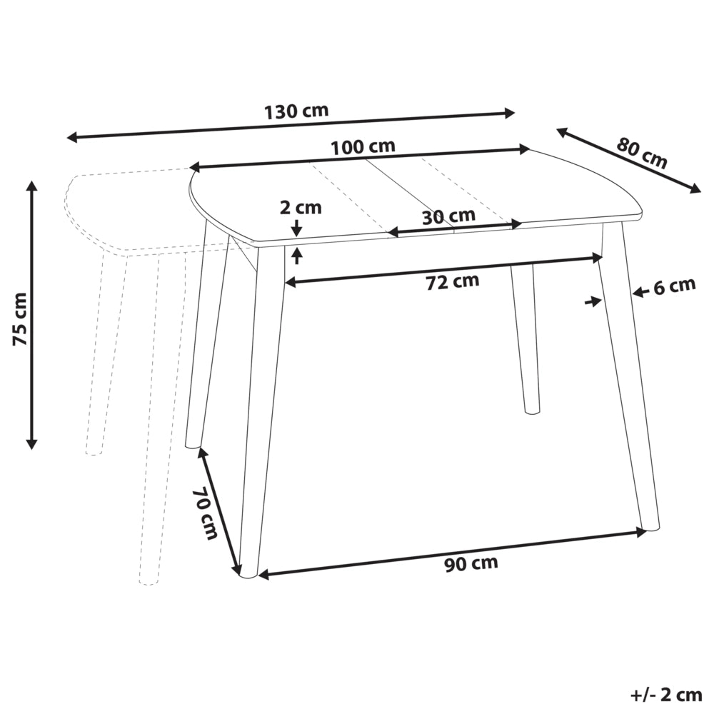Tavolo da pranzo allungabile in legno scuro 100/130 x 80 cm MDF gomma retrò