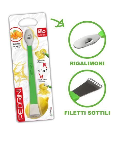 Pedrini Sbuccialimoni Lillo Gadget Zester Doppia Funzione Verde