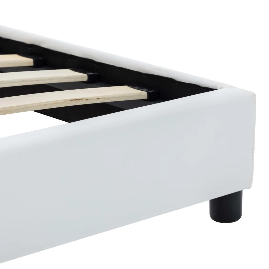 Letto singolo | Letto per adulti | Giroletto Bianco in Similpelle 100x200 cm