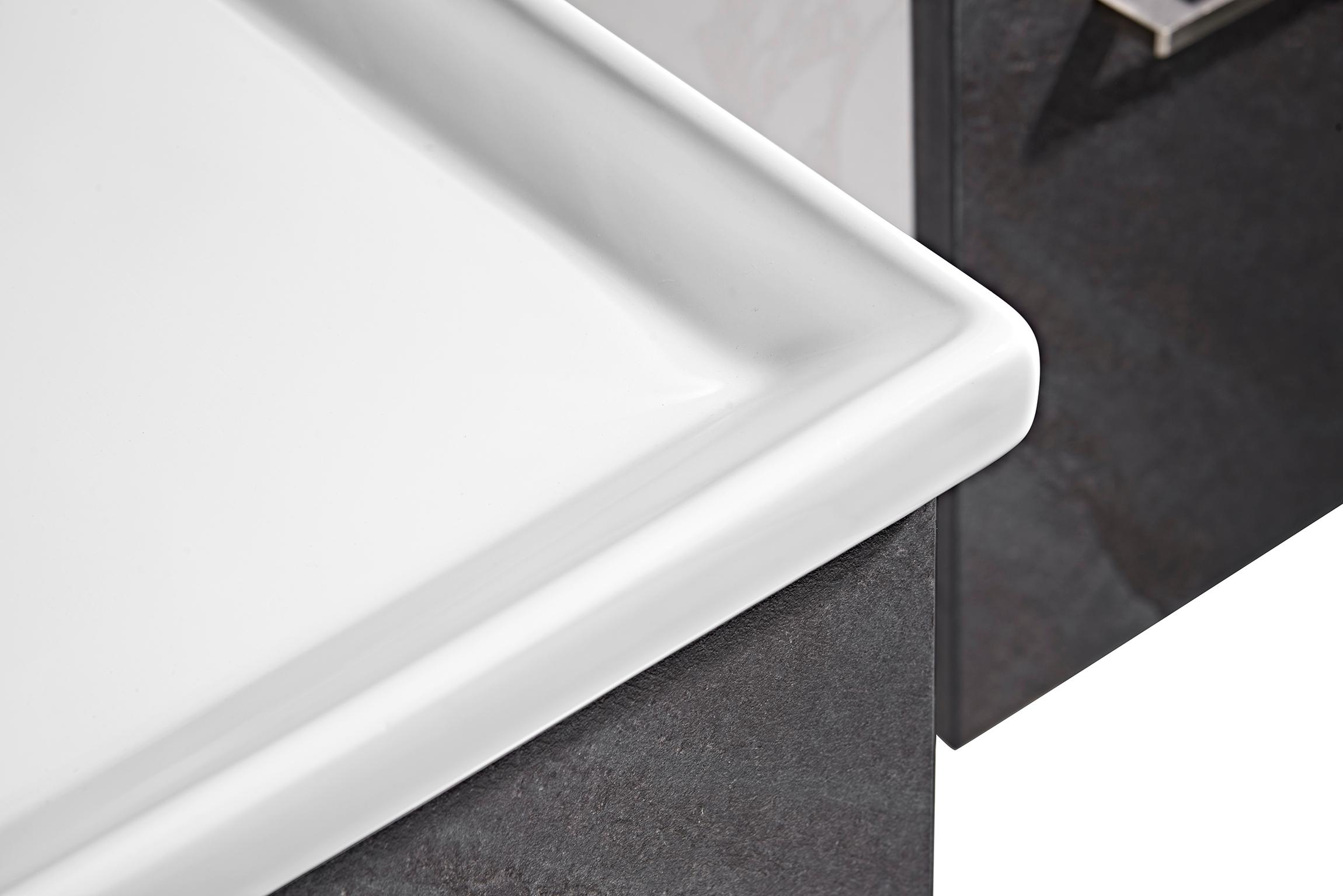 Mobile Bagno Sospeso 100 cm Lavabo Specchio e 1 Pensile Grigio Antracite