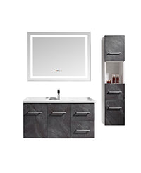 Mobile Bagno Sospeso 100 cm Lavabo Specchio e 1 Pensile Grigio Antracite