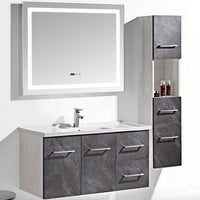 Mobile Bagno Sospeso 100 cm Lavabo Specchio e 1 Pensile Grigio Antracite