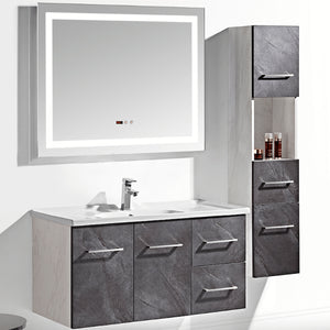 Mobile Bagno Sospeso 100 cm Lavabo Specchio e 1 Pensile Grigio Antracite