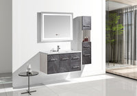 Mobile Bagno Sospeso 100 cm Lavabo Specchio e 1 Pensile Grigio Antracite