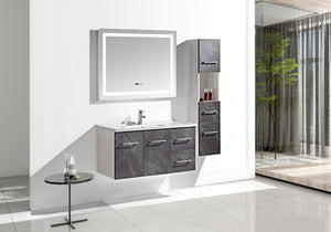 Mobile Bagno Sospeso 100 cm Lavabo Specchio e 1 Pensile Grigio Antracite