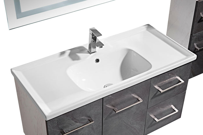 Mobile Bagno Sospeso 100 cm Lavabo Specchio e 1 Pensile Grigio Antracite