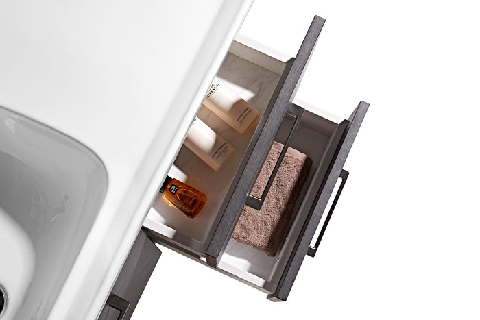 Mobile Bagno Sospeso 100 cm Lavabo Specchio e 1 Pensile Grigio Antracite