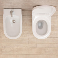 Coppia di Sanitari WC e Bidet  a Terra Filo Muro in Ceramica Bianchi
