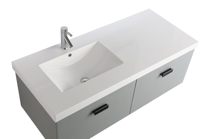 Mobile Bagno Sospeso 130 cm Lavabo e Specchio Agata