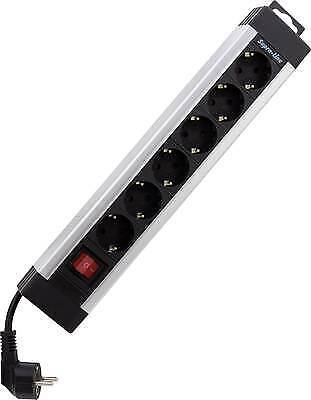 Rev Presa Multipla 6 Ingressi 2.4mt Supraline con Interruttore Argento