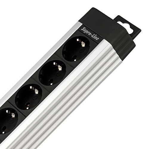 Rev Presa Multipla 6 Ingressi 2.4mt Supraline con Interruttore Argento