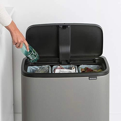 Brabantia 127229 Bo Pattumiera 3x11L Apertura Soft-Touch Gambe Regolabili colore Grigio Mineral Concrete