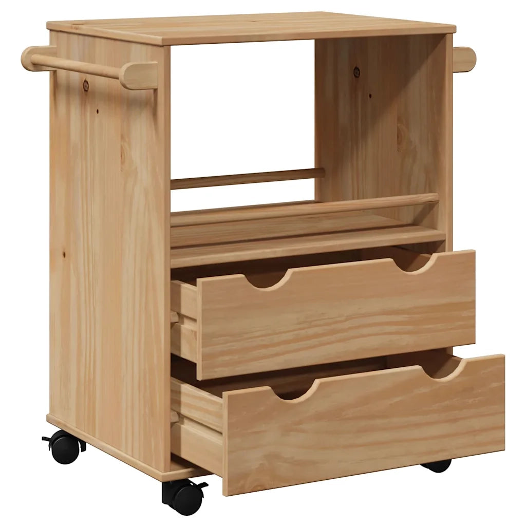 vidaXL Carrello da Cucina OTTA 59x45x80 cm in Legno Massello di Pino