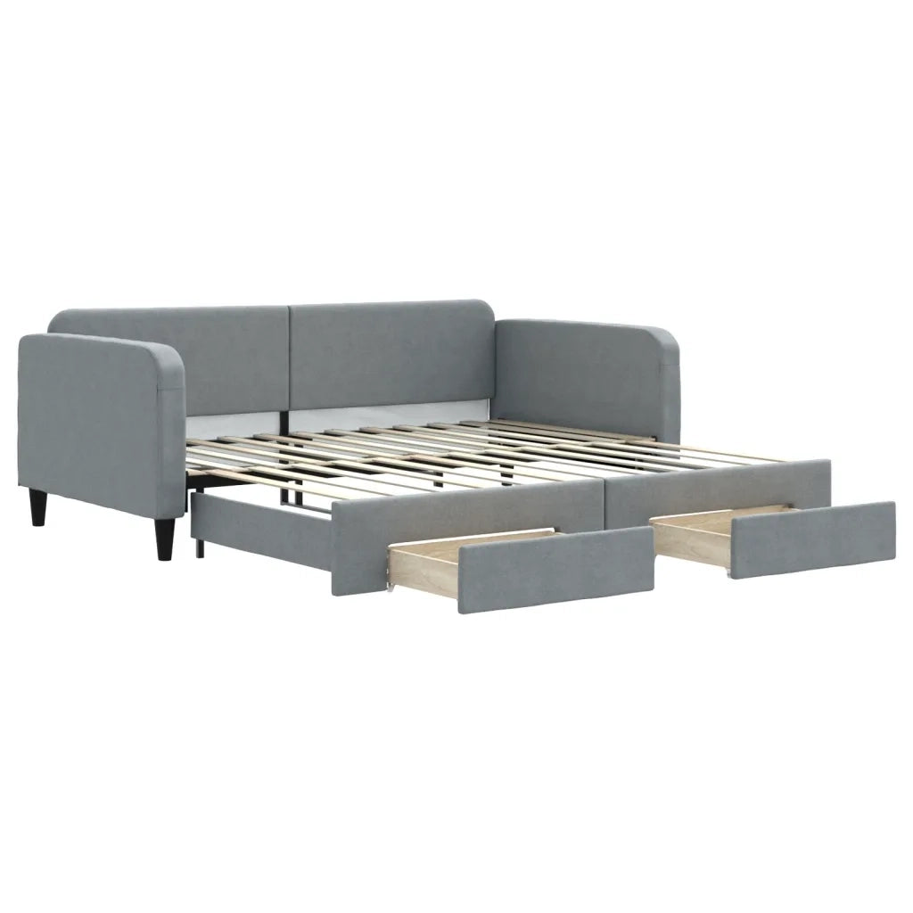 Divano letto | Sof¨¤ letto | Letto singolo Estraibile Cassetti Grigio Chiaro 100x200 Tessuto