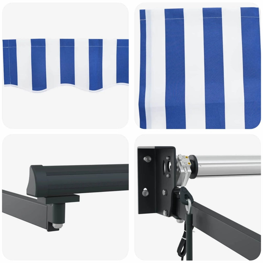Tettuccio Elettrico Retrattile Blu e Bianco 3,5 x 2 m CFW8346296