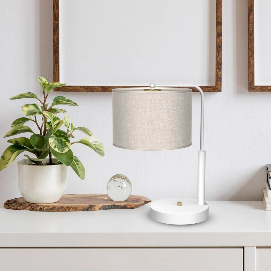 Lampada da tavolo LINO lino bianca E27 60W Milagro