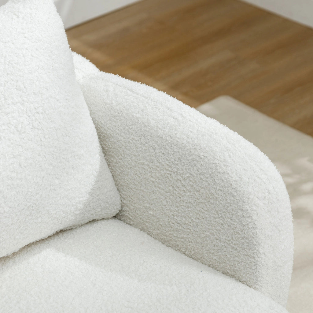Poltrona singola in teddy con cuscino; bianco; 71 x 72 x 71 cm